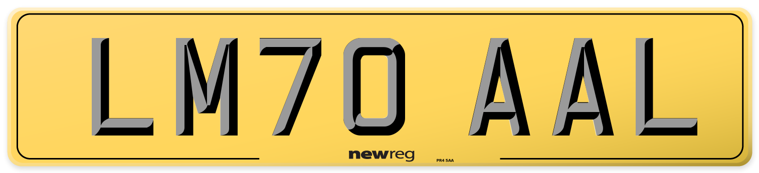 LM70 AAL Rear Number Plate
