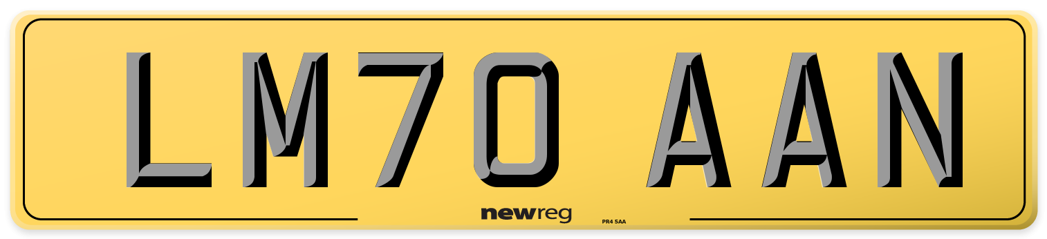 LM70 AAN Rear Number Plate