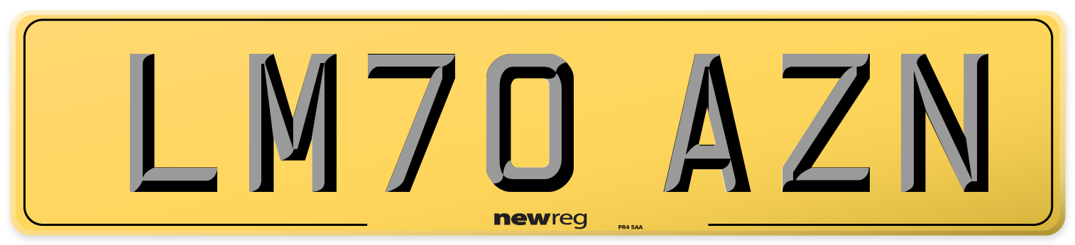 LM70 AZN Rear Number Plate