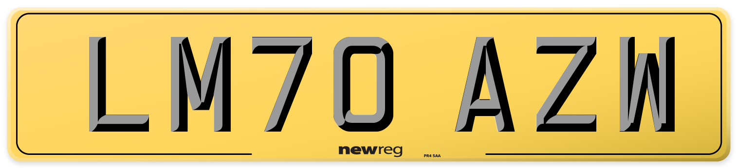 LM70 AZW Rear Number Plate