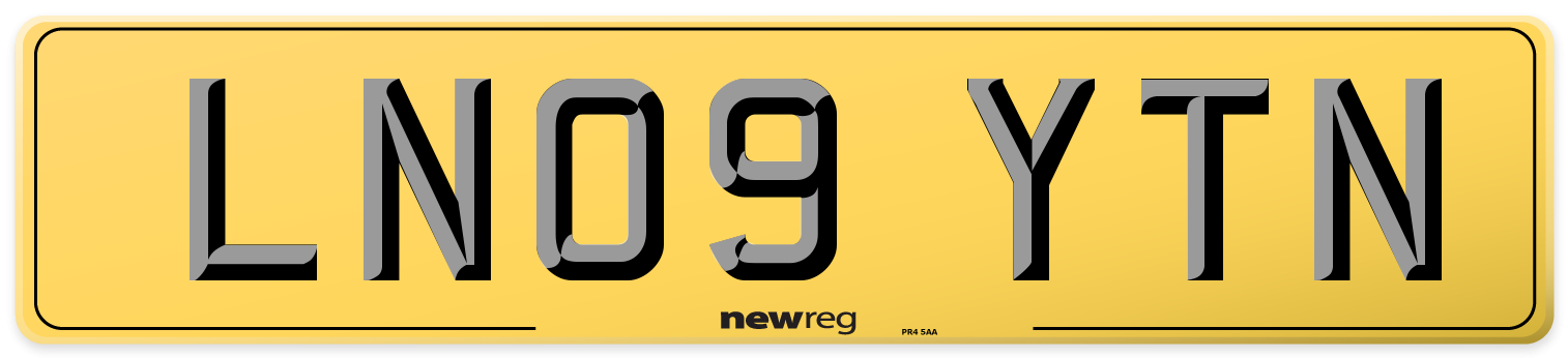 LN09 YTN Rear Number Plate