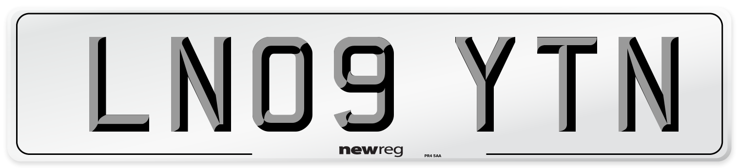 LN09 YTN Front Number Plate