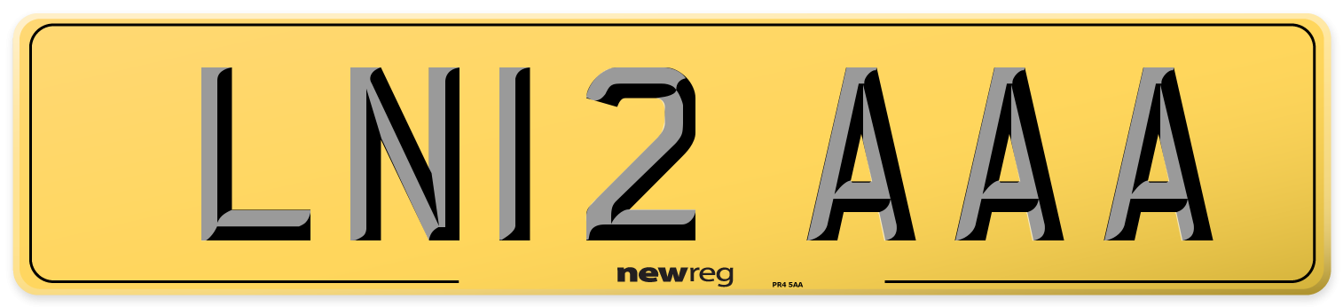LN12 AAA Rear Number Plate