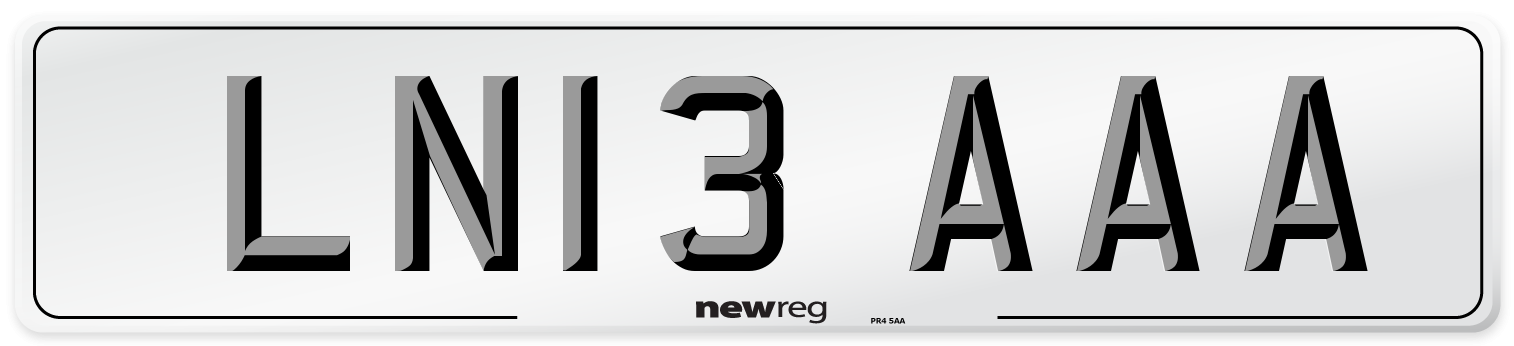 LN13 AAA Front Number Plate