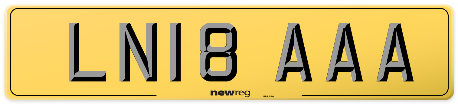 LN18 AAA Rear Number Plate