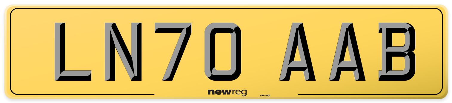 LN70 AAB Rear Number Plate