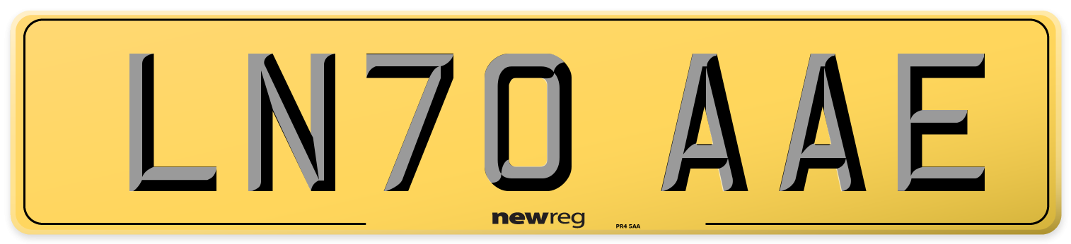 LN70 AAE Rear Number Plate
