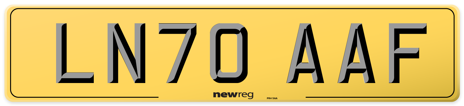 LN70 AAF Rear Number Plate