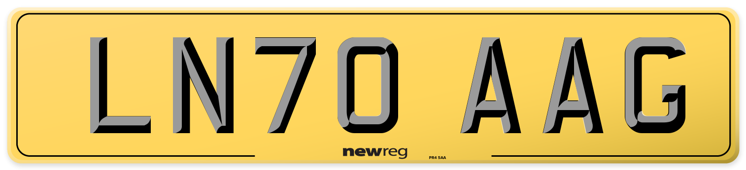 LN70 AAG Rear Number Plate
