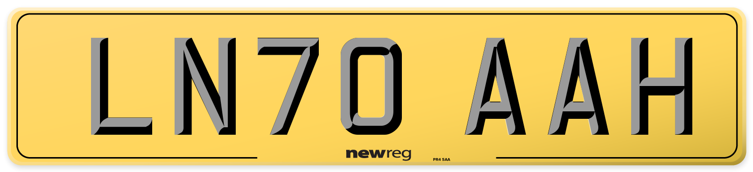LN70 AAH Rear Number Plate