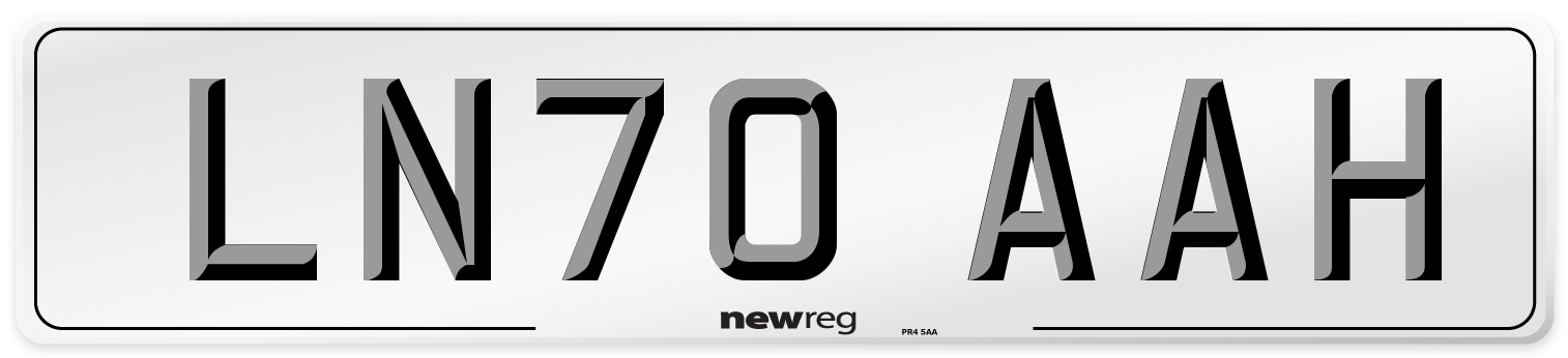 LN70 AAH Front Number Plate
