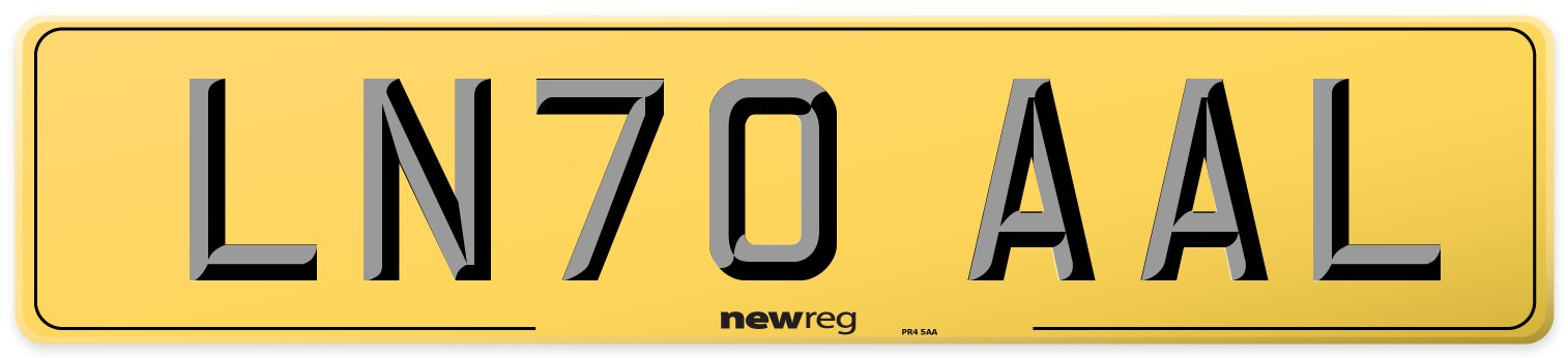 LN70 AAL Rear Number Plate