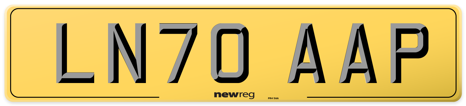 LN70 AAP Rear Number Plate