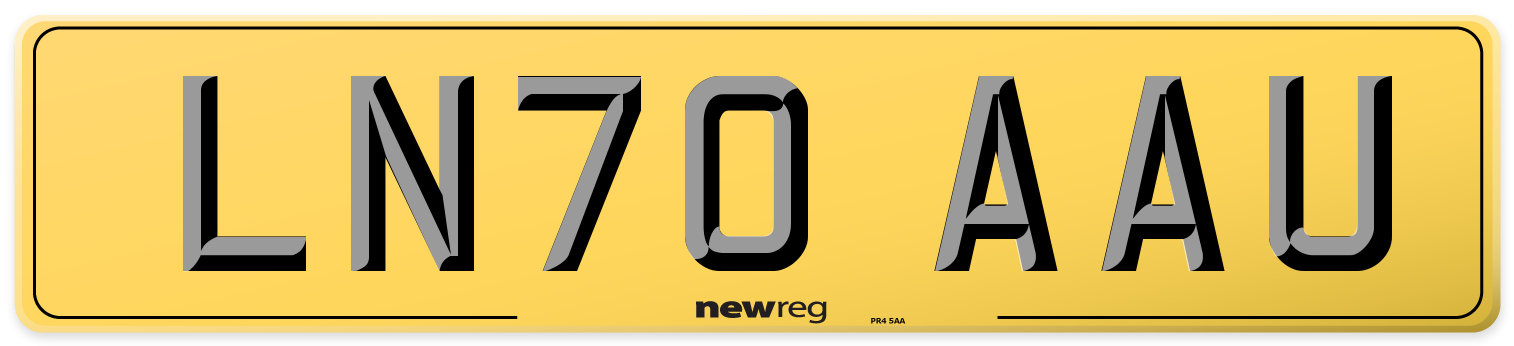 LN70 AAU Rear Number Plate