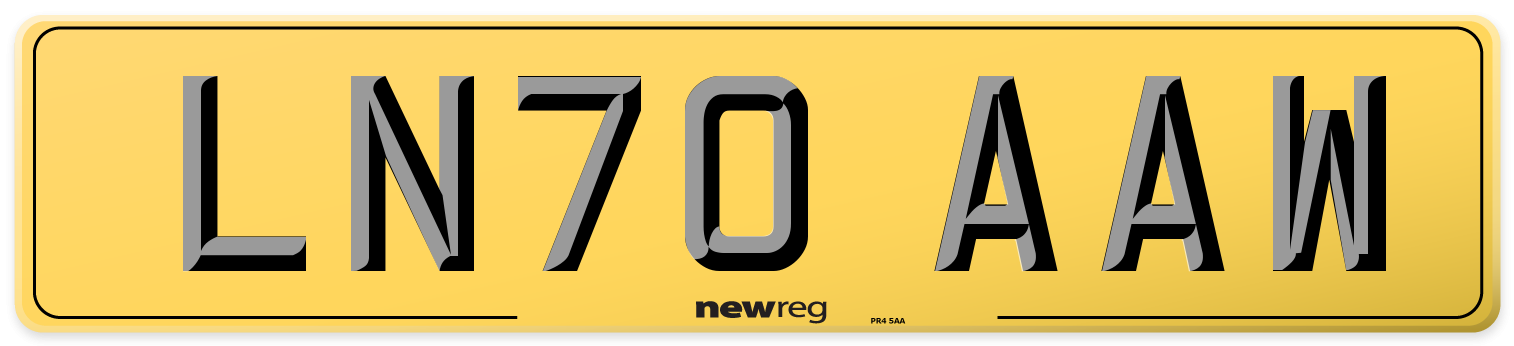 LN70 AAW Rear Number Plate
