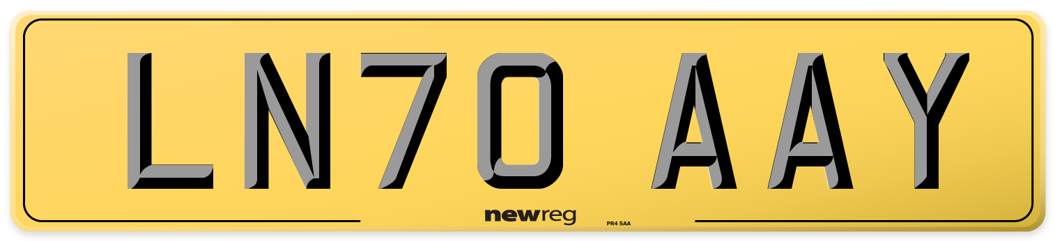 LN70 AAY Rear Number Plate