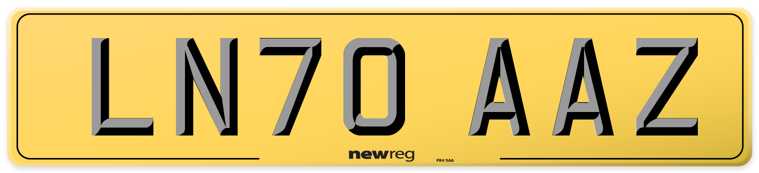 LN70 AAZ Rear Number Plate