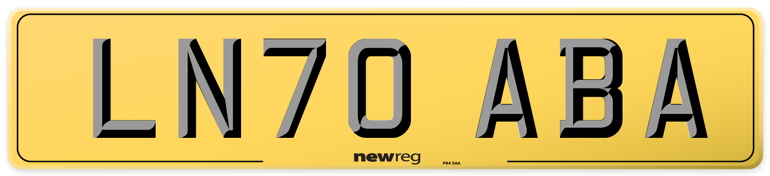 LN70 ABA Rear Number Plate