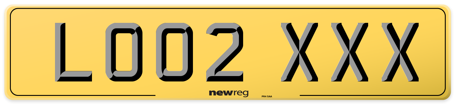 LO02 XXX Rear Number Plate