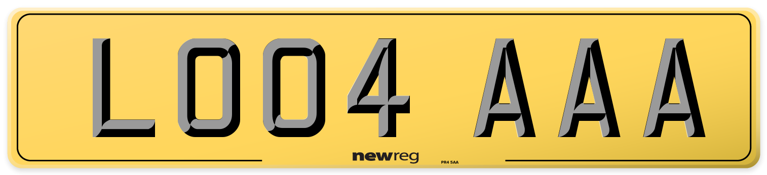 LO04 AAA Rear Number Plate