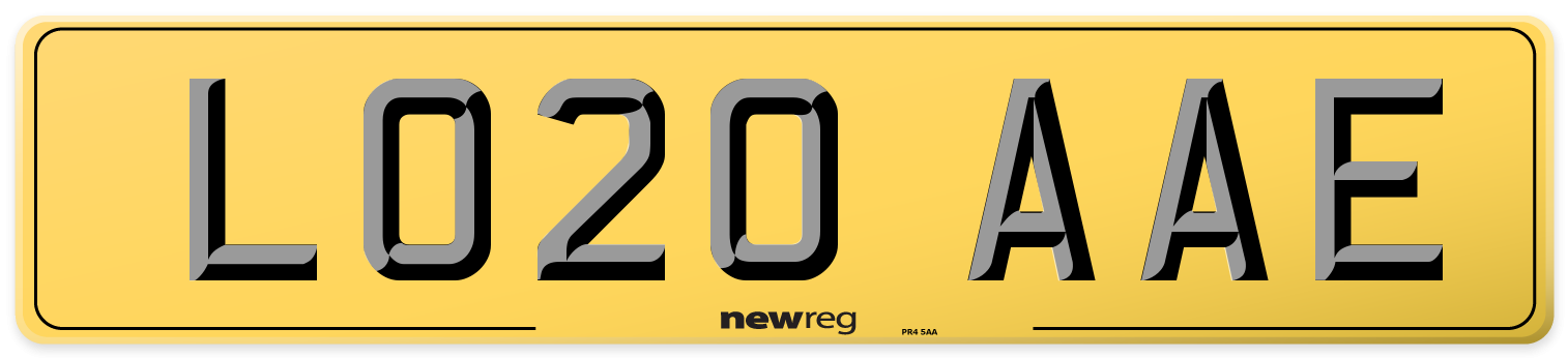 LO20 AAE Rear Number Plate