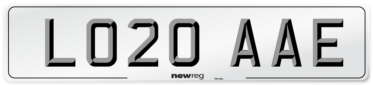 LO20 AAE Front Number Plate
