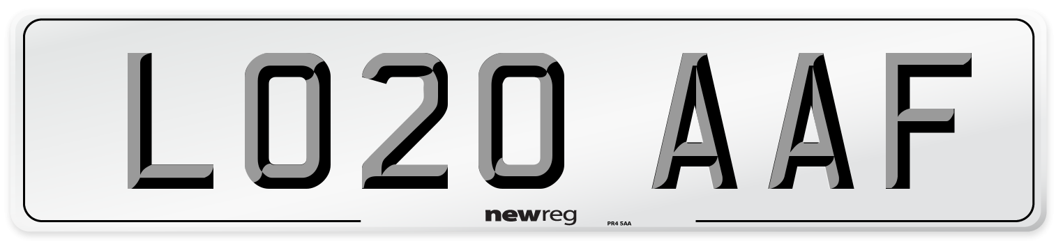 LO20 AAF Front Number Plate