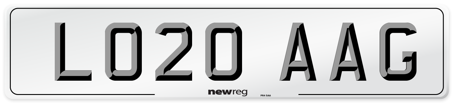 LO20 AAG Front Number Plate