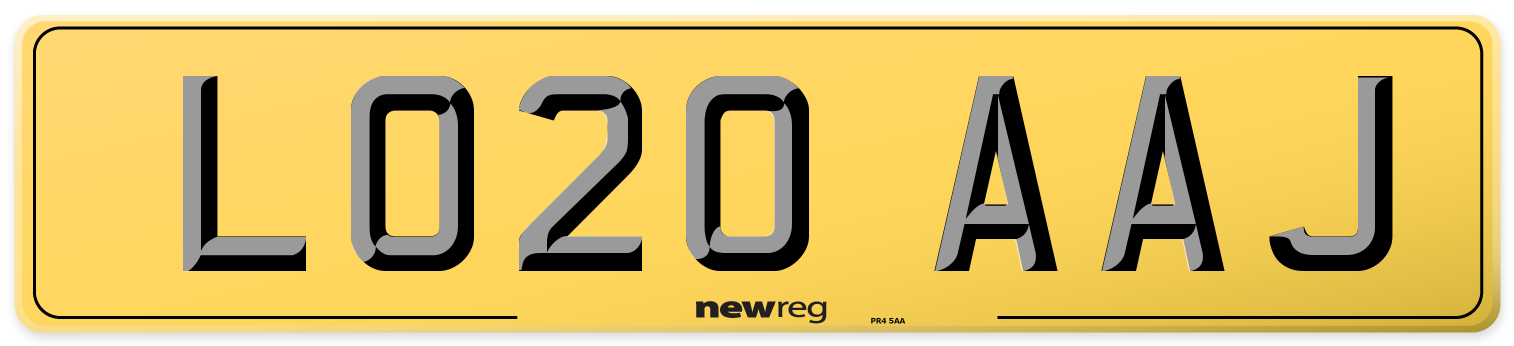 LO20 AAJ Rear Number Plate