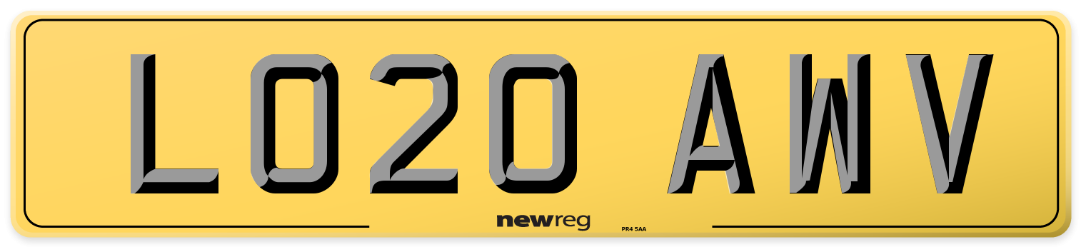 LO20 AWV Rear Number Plate