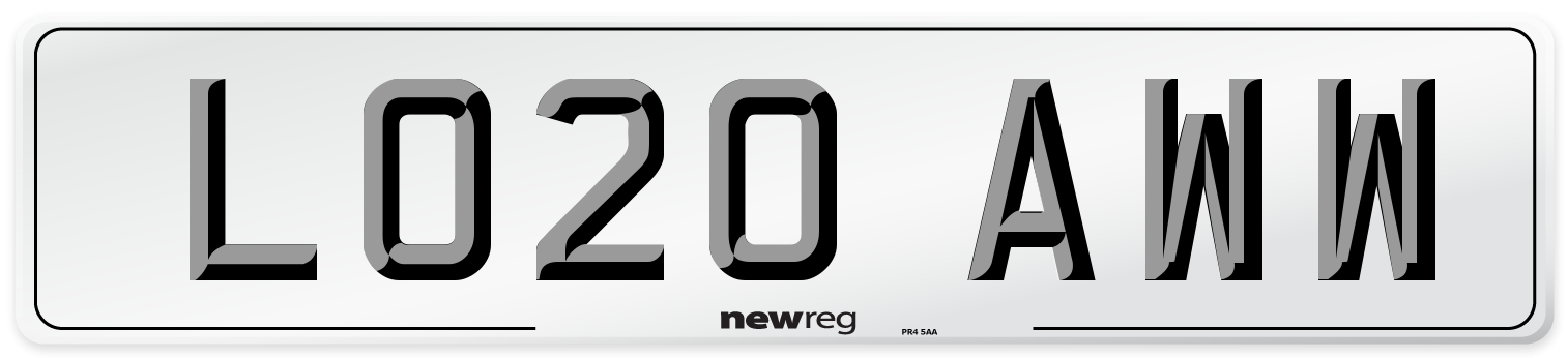 LO20 AWW Front Number Plate