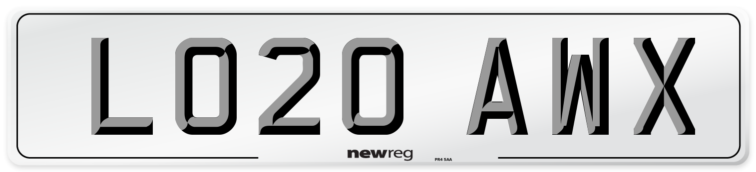 LO20 AWX Front Number Plate