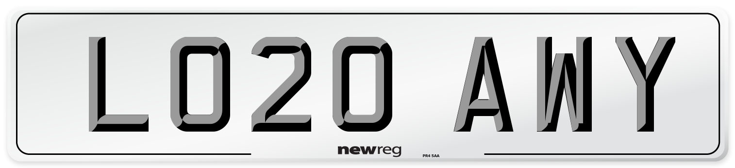 LO20 AWY Front Number Plate