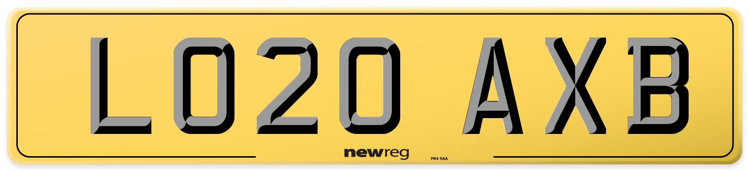 LO20 AXB Rear Number Plate