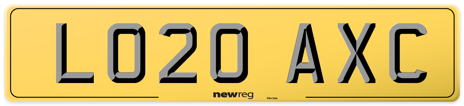 LO20 AXC Rear Number Plate