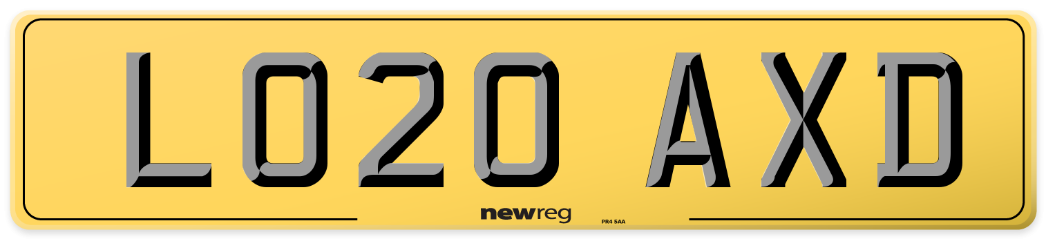 LO20 AXD Rear Number Plate
