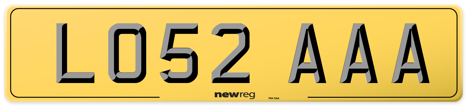 LO52 AAA Rear Number Plate