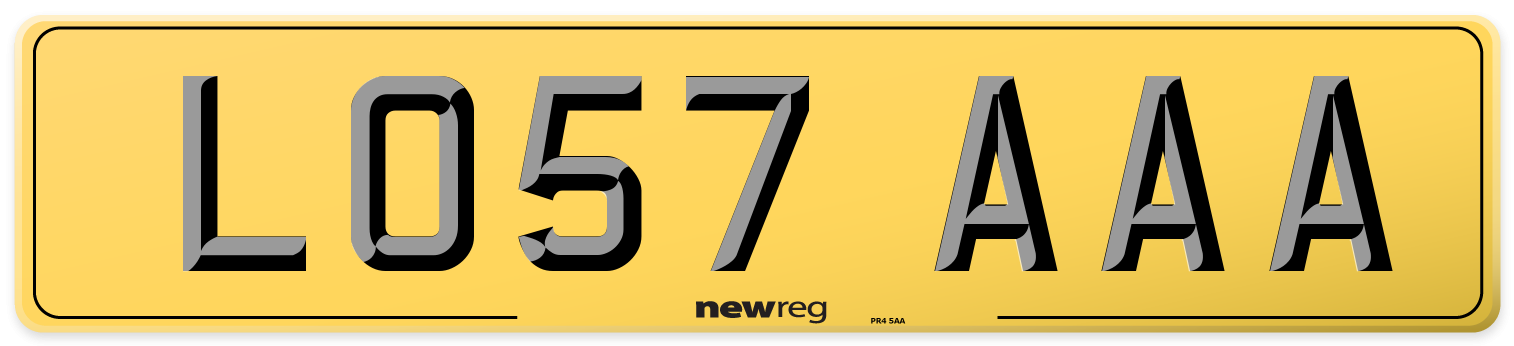 LO57 AAA Rear Number Plate