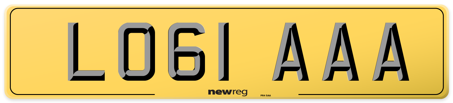 LO61 AAA Rear Number Plate