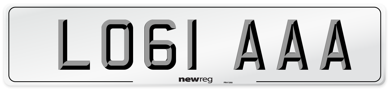 LO61 AAA Front Number Plate