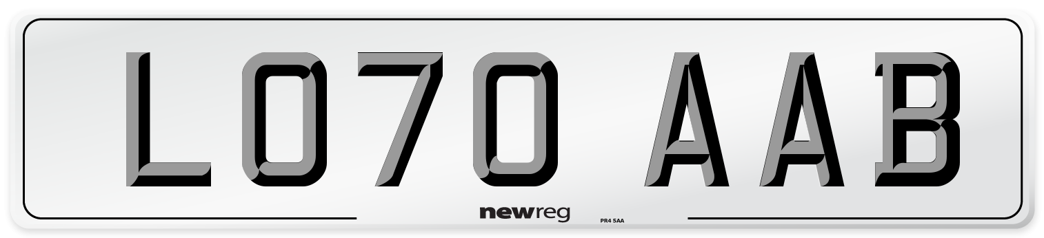 LO70 AAB Front Number Plate