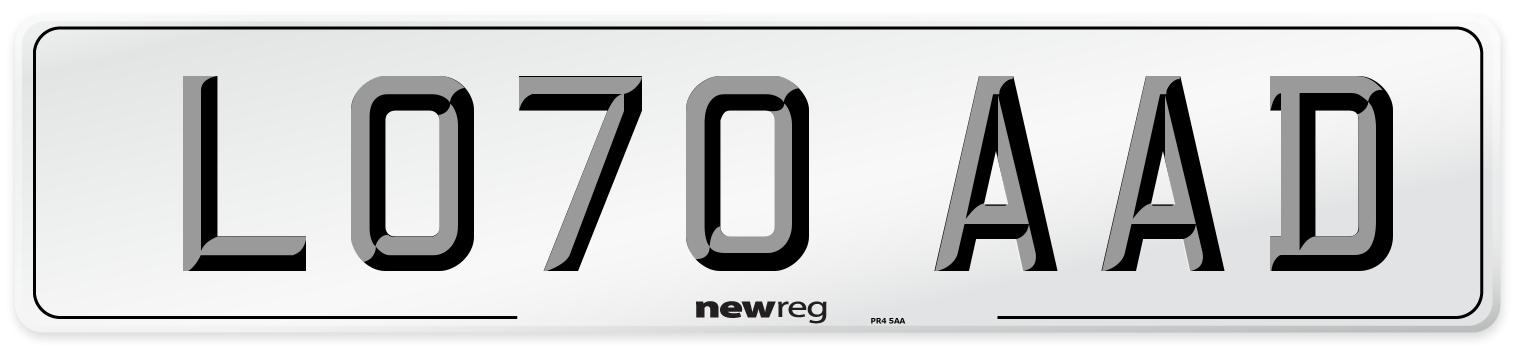 LO70 AAD Front Number Plate