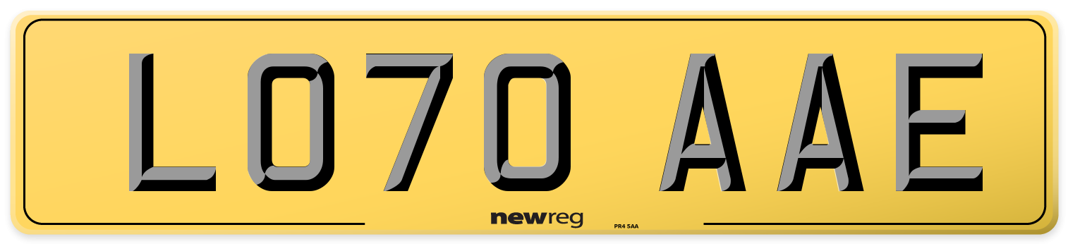 LO70 AAE Rear Number Plate