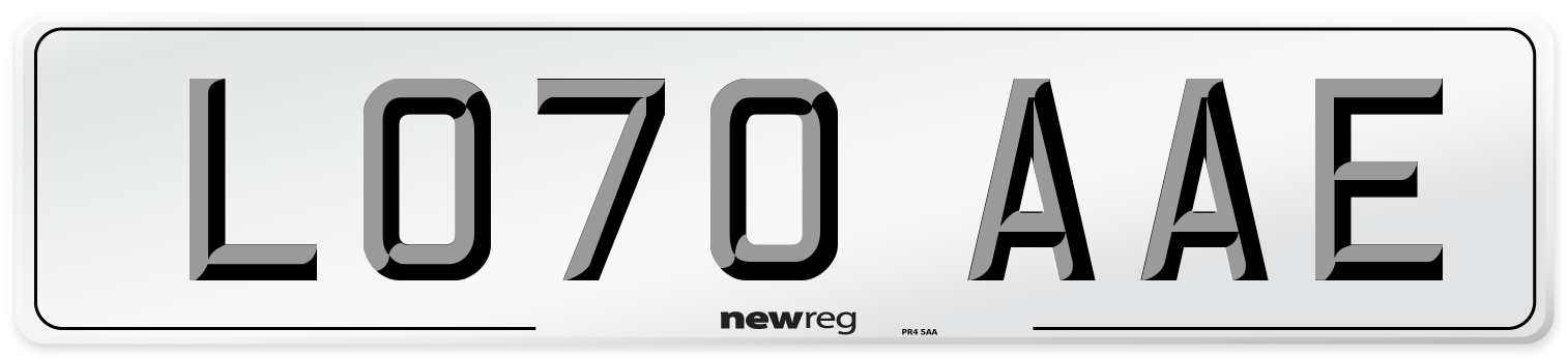 LO70 AAE Front Number Plate