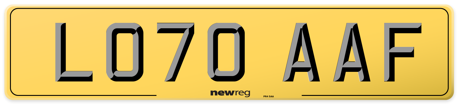 LO70 AAF Rear Number Plate