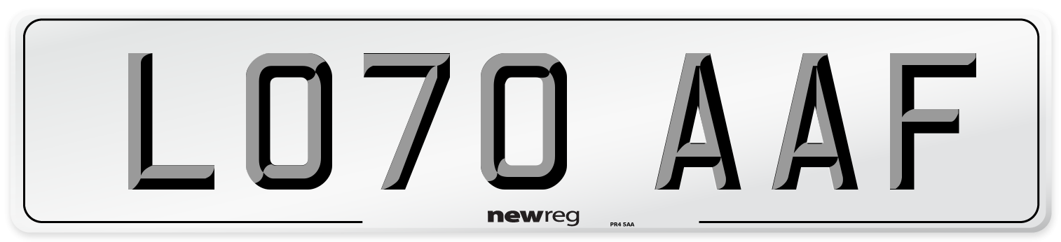 LO70 AAF Front Number Plate