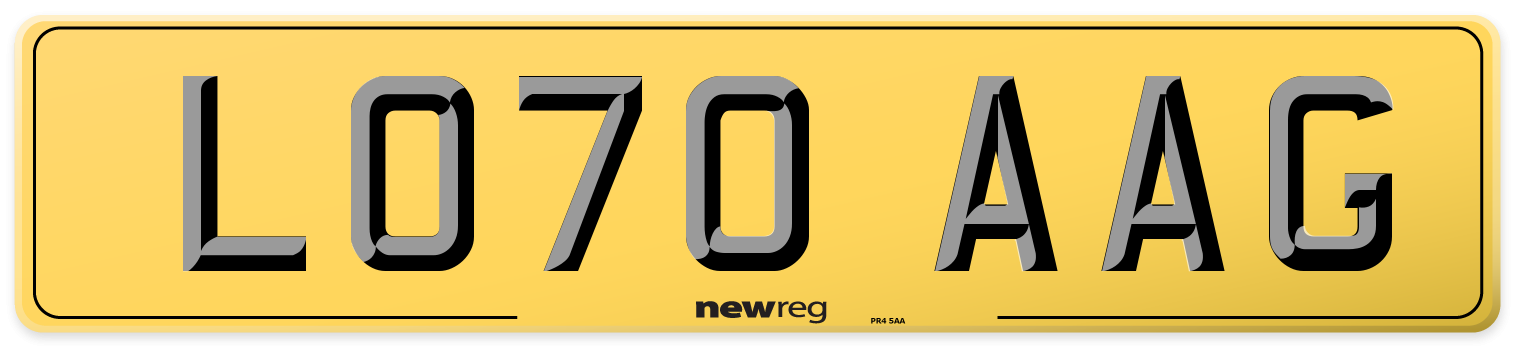 LO70 AAG Rear Number Plate
