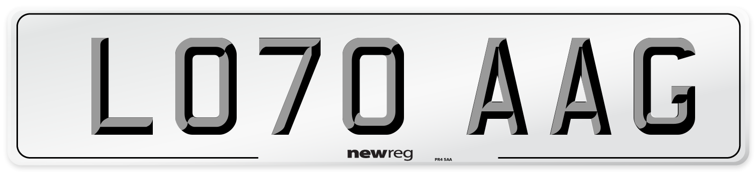 LO70 AAG Front Number Plate