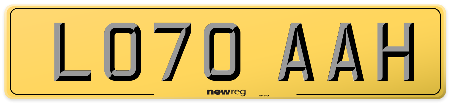 LO70 AAH Rear Number Plate