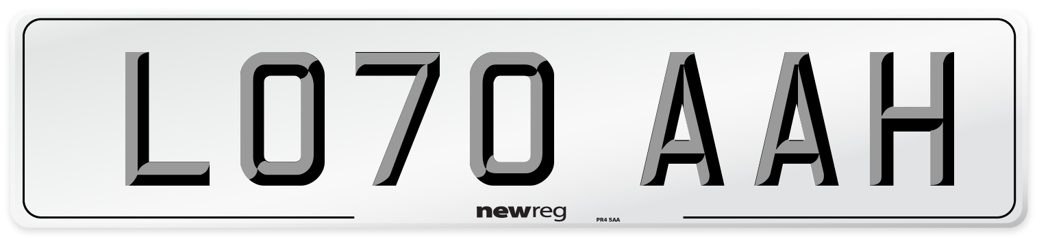 LO70 AAH Front Number Plate